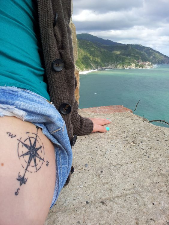  compass thigh tattoos