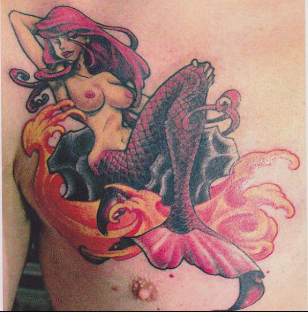  mermaid sternum tattoo