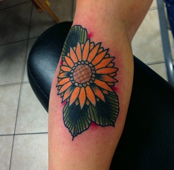  old school sunflower tattoo