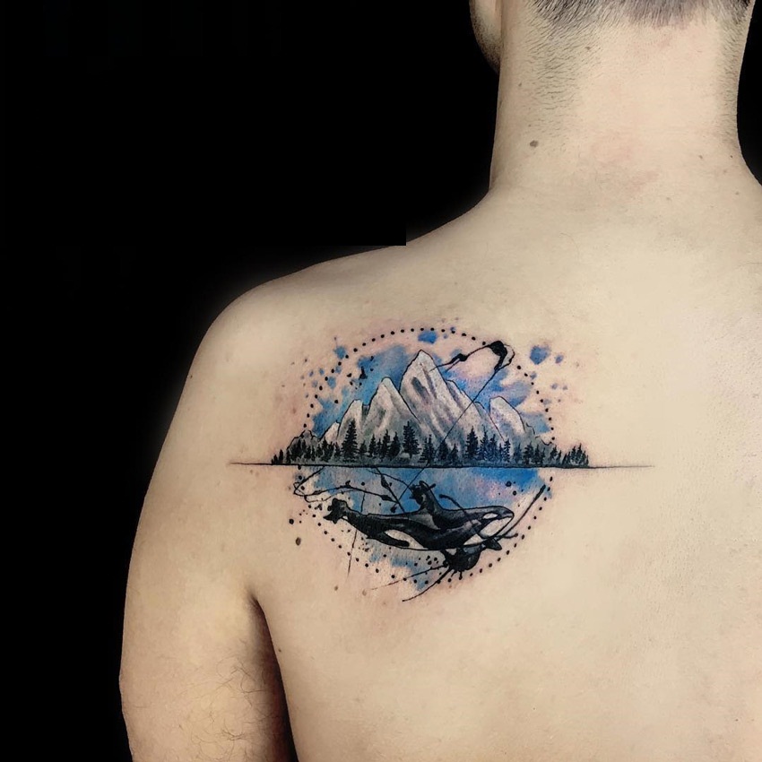  watercolor tattoos mountain