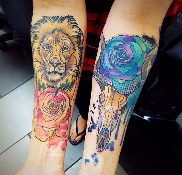 lion tattoo acuarela