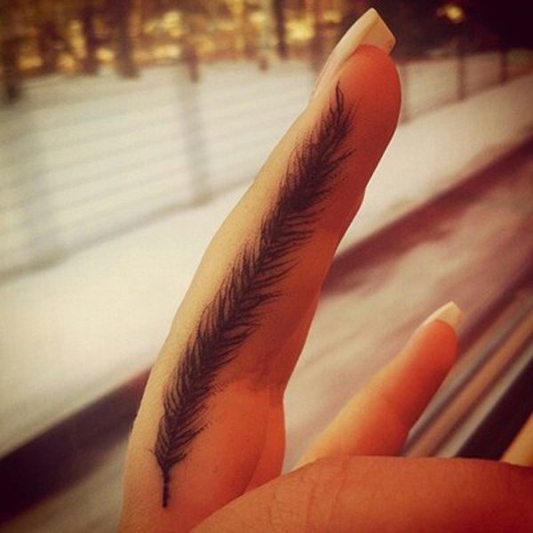  feather finger tattoos