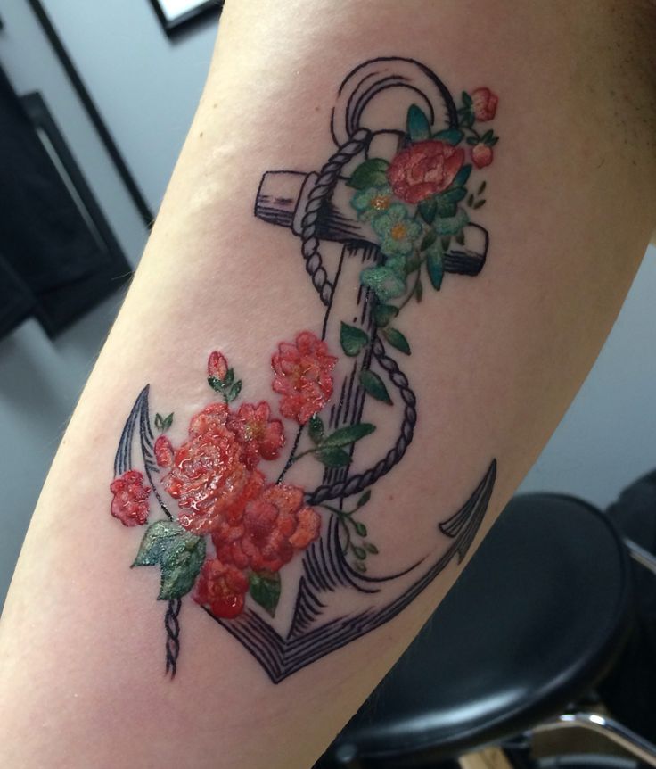  floral anchor tattoos