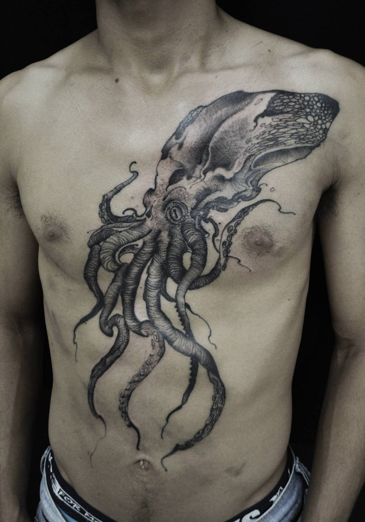  octopus chest tattoos