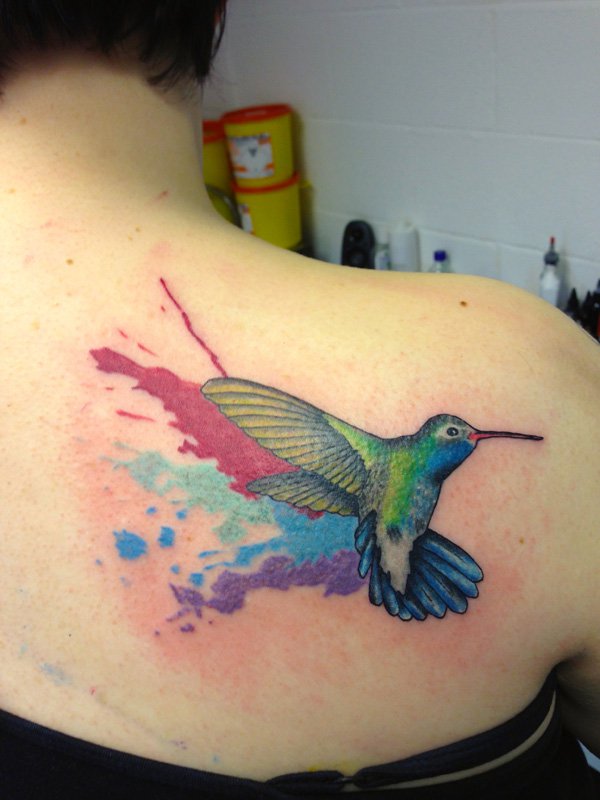  watercolor tattoos hummingbird