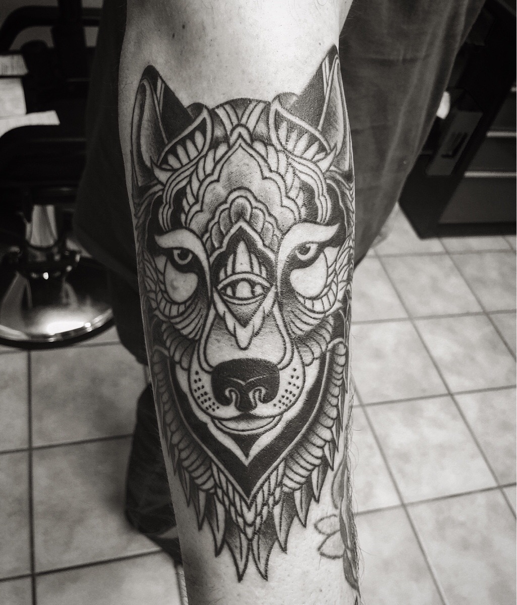 mandala wolf tattoo