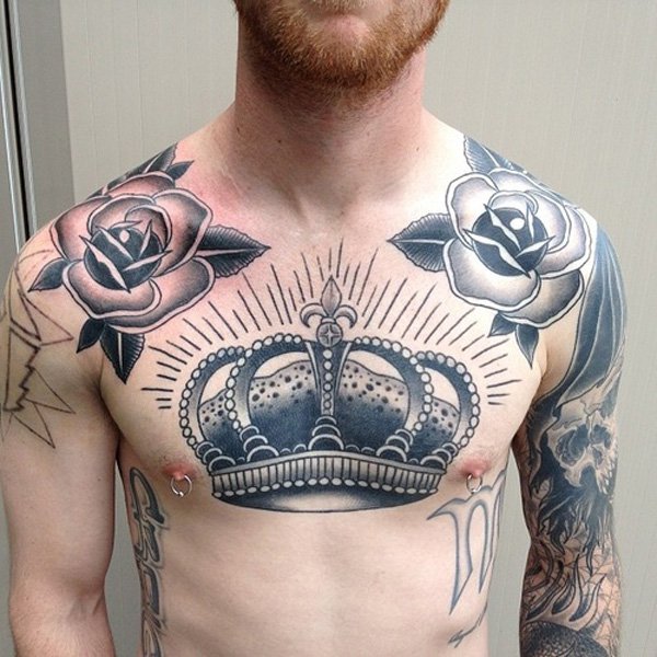  crown chest tattoos