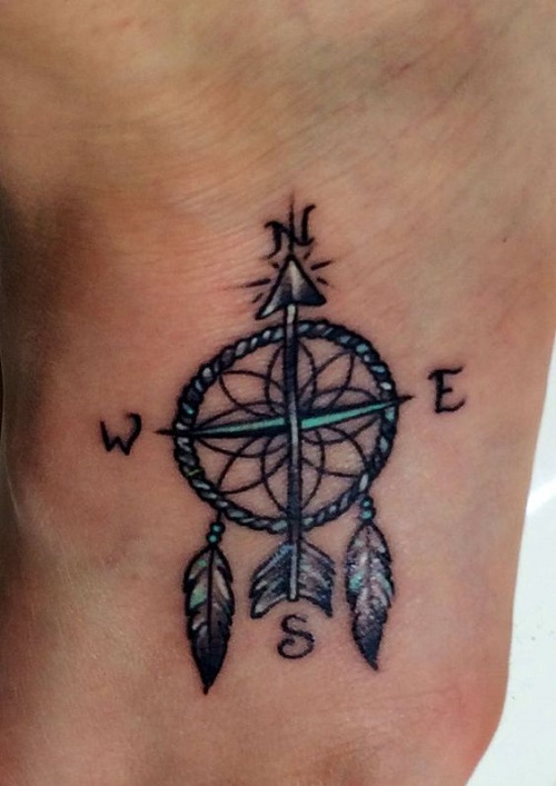 dreamcatcher compass tattoo