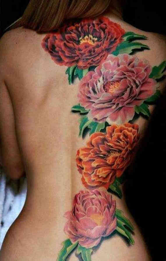  flower back tattoos