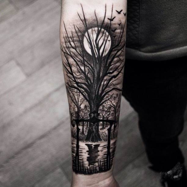  tree moon tattoo