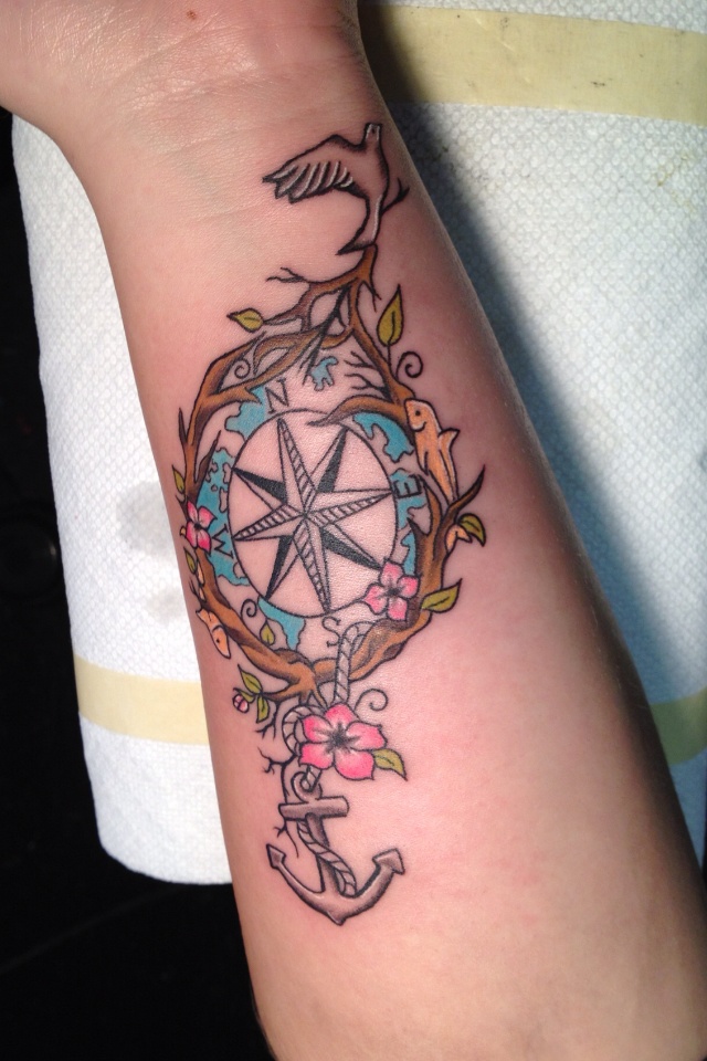  anchor compass tattoo