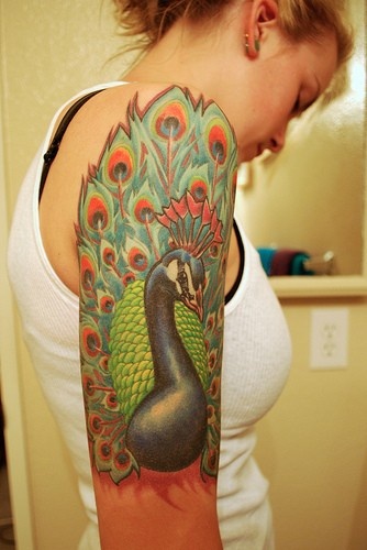  peacock shoulder tattoos