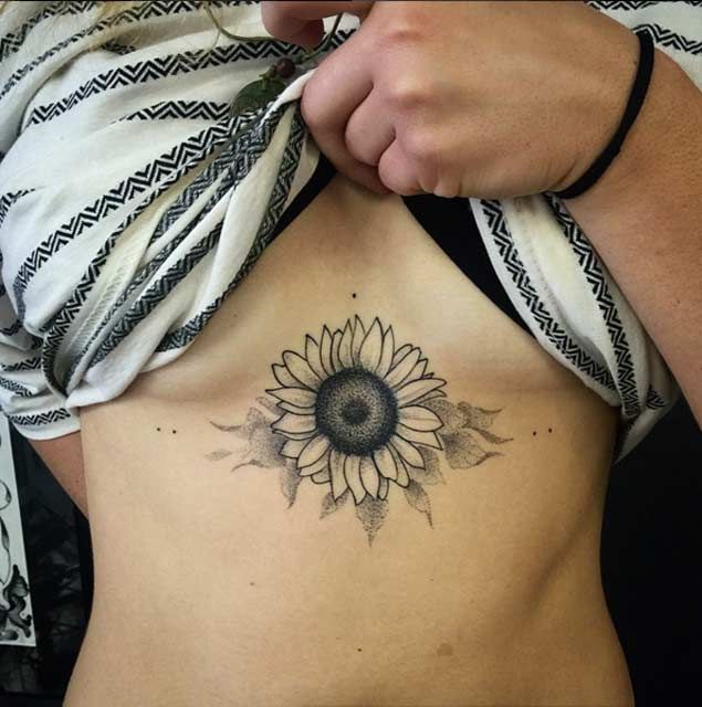  sunflower tattoo sternum