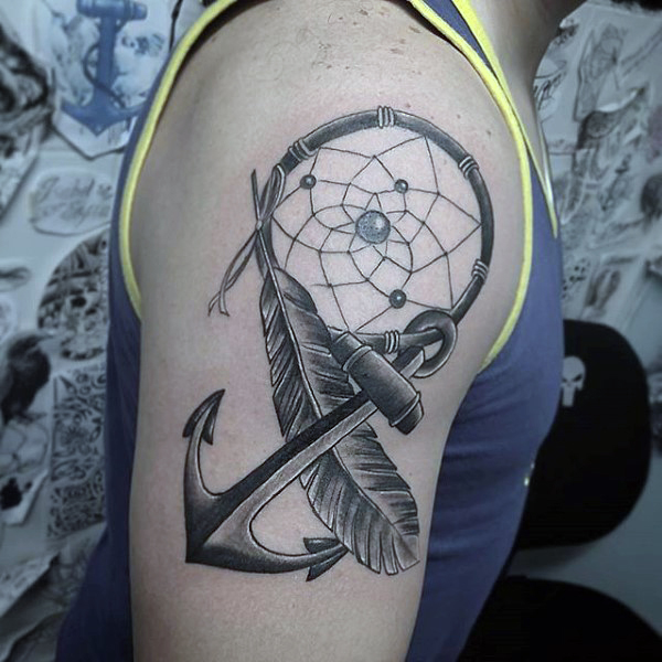 anchor dream catcher tattoo