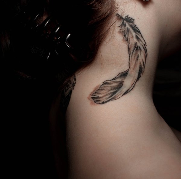  feather neck tattoos