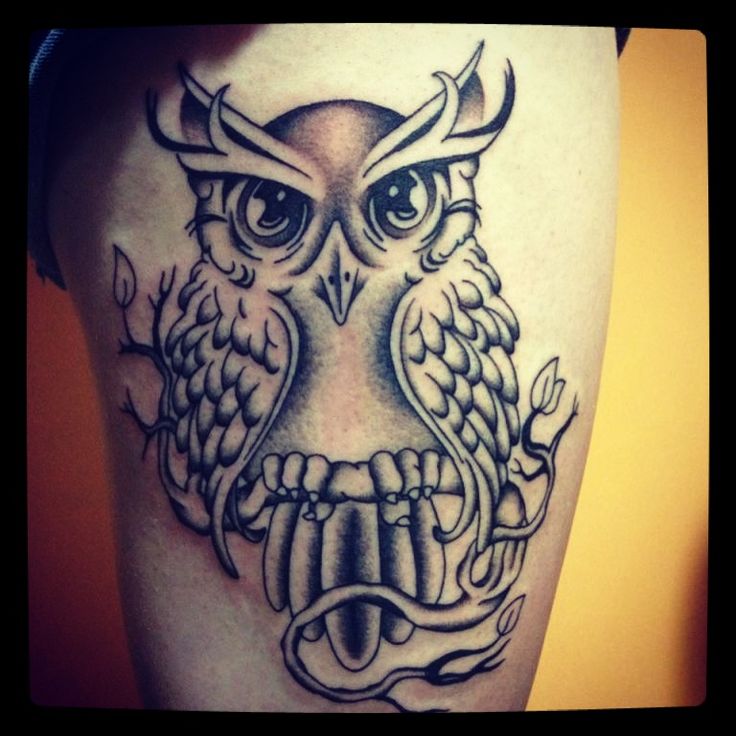  owl thigh tattoos