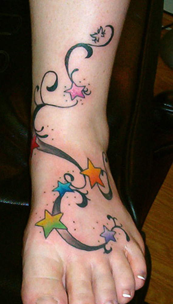  watercolor ankle tattoos