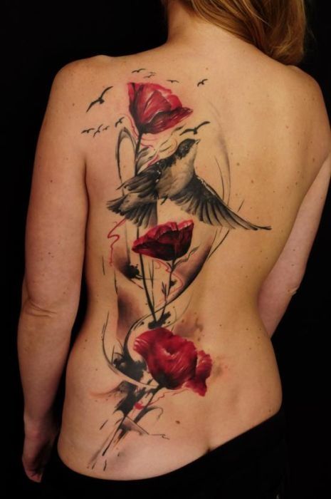  flower bird tattoos