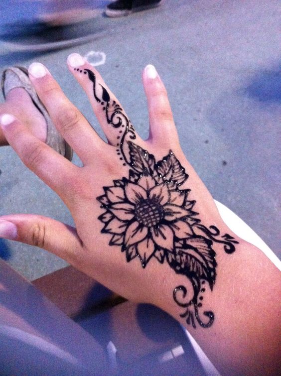 henna sunflower tattoo