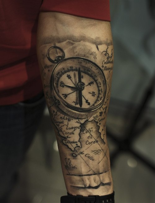  map compass tattoo