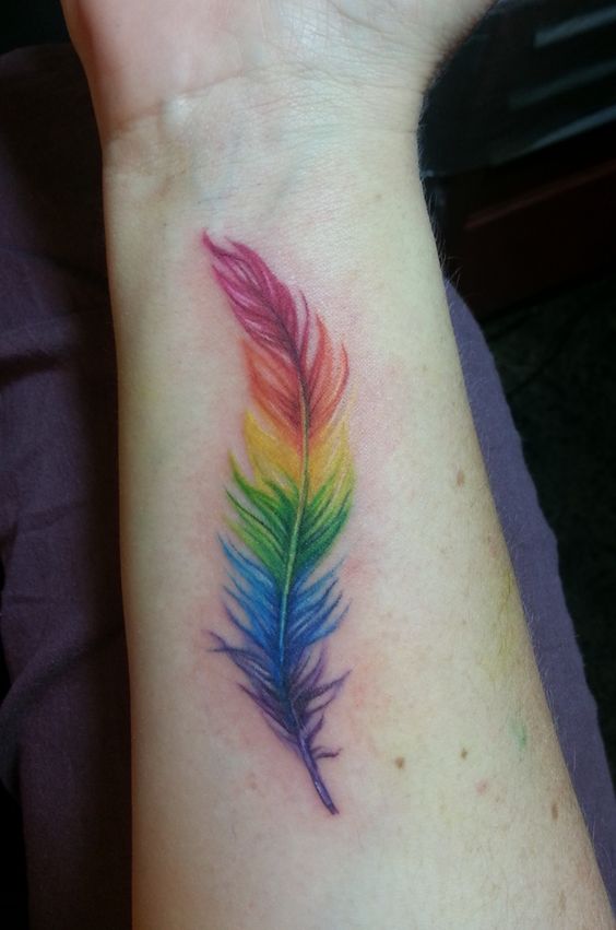  rainbow feather tattoo