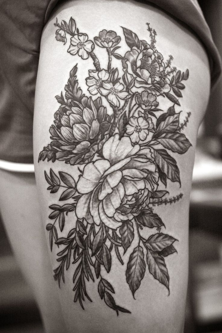  floral leg tattoos