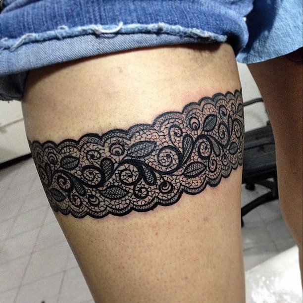 garter lace tattoo