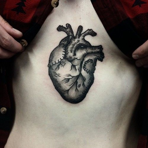 heart sternum tattoo