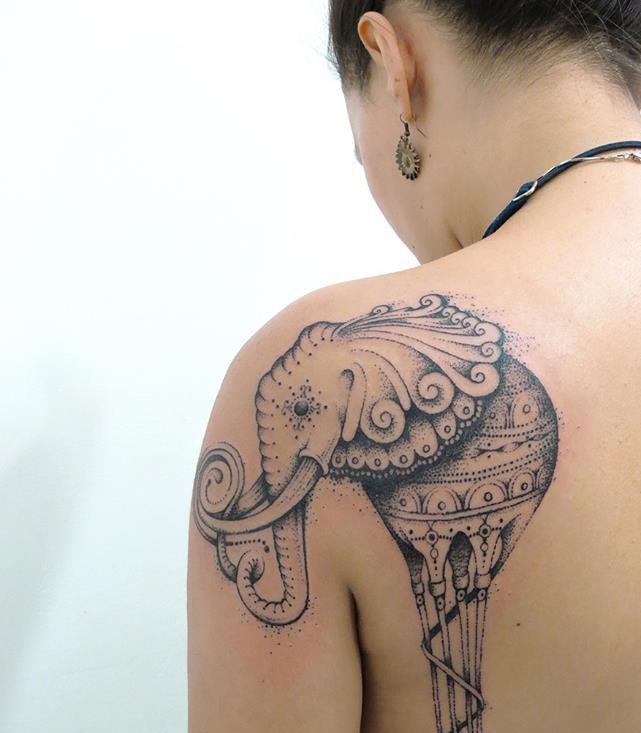 paisley elephant tattoo