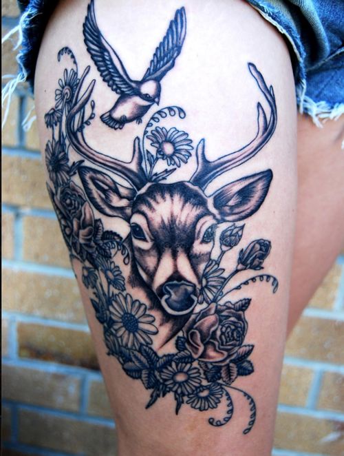  animal thigh tattoos