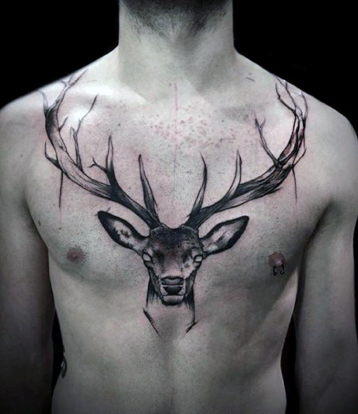  deer chest tattoos