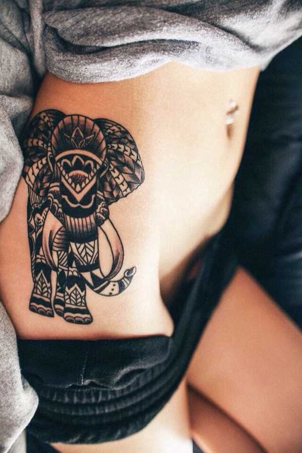  elephant tattoo hip