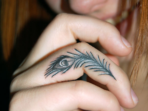  feather tattoo finger