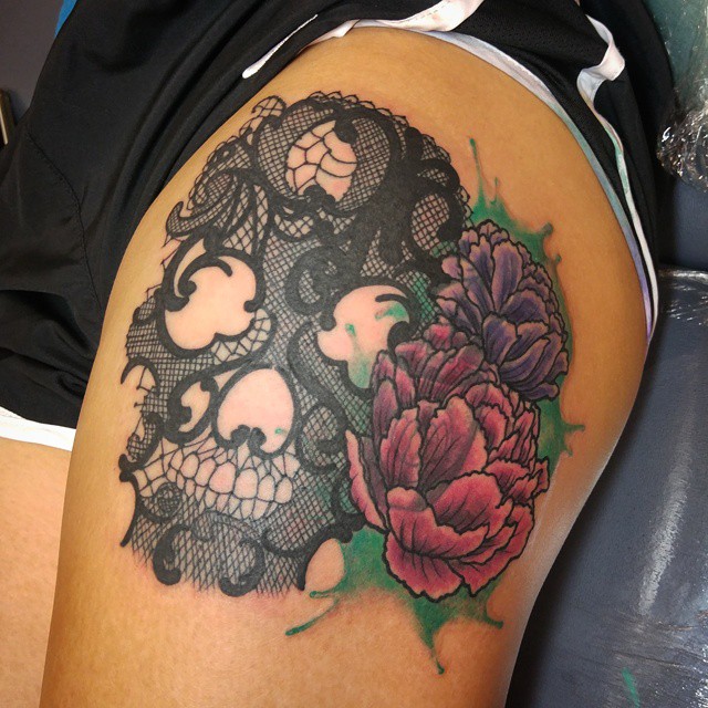  lace skull tattoo