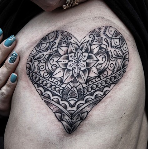 mandala heart tattoos