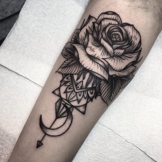 rose moon tattoo
