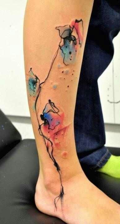  watercolor leg tattoos