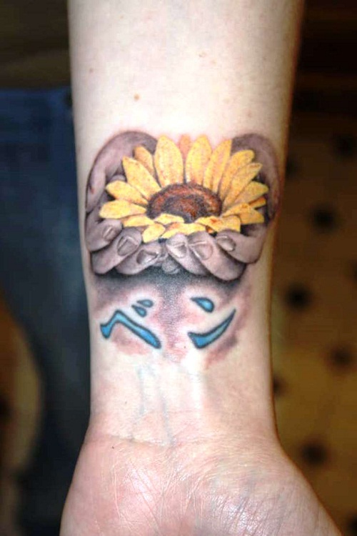  sunflower wrist tattoos