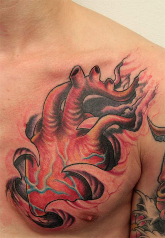 heart chest tattoos