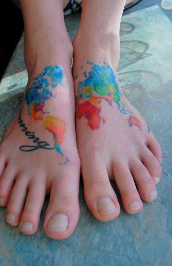  watercolor tattoos map