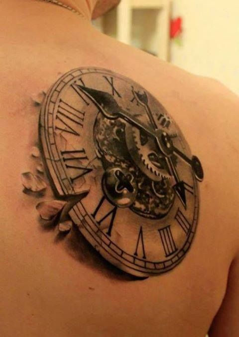 clock compass tattoo