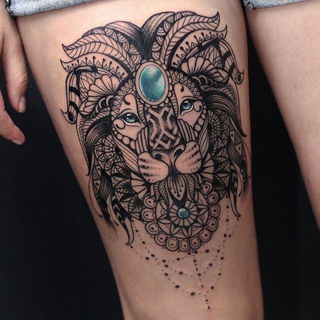 mandala lion tattoo