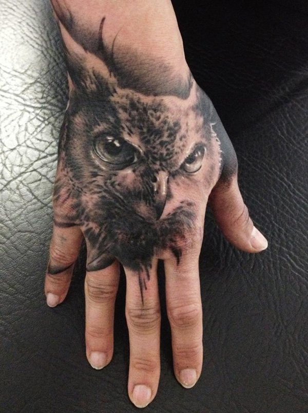 owl hand tattoos