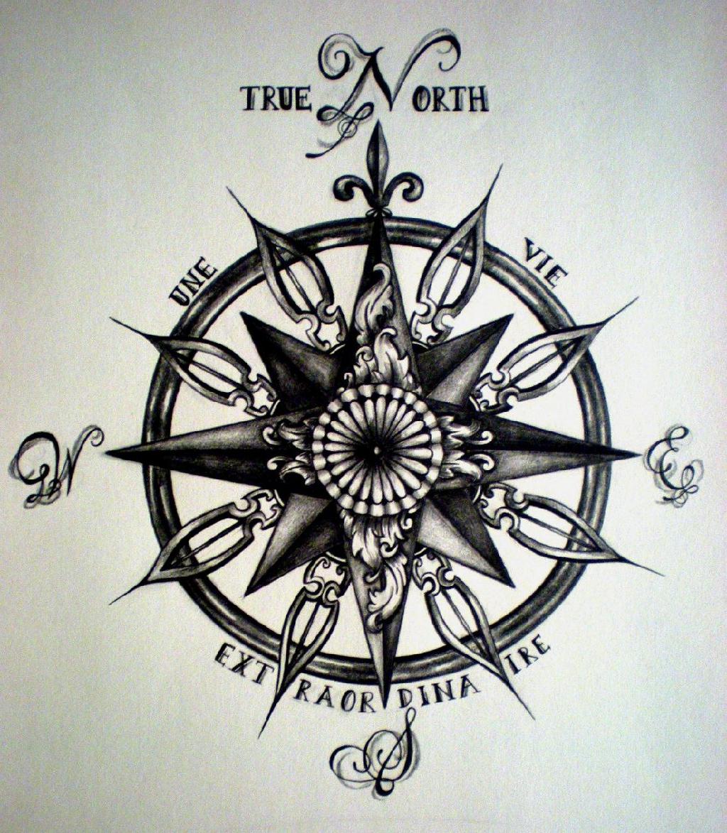  compass tattoo sketch