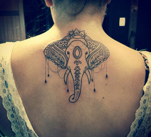  elephant tattoo neck