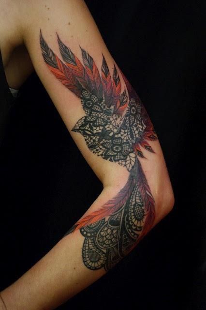  feather lace tattoo