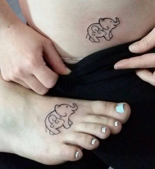 matching elephant tattoos