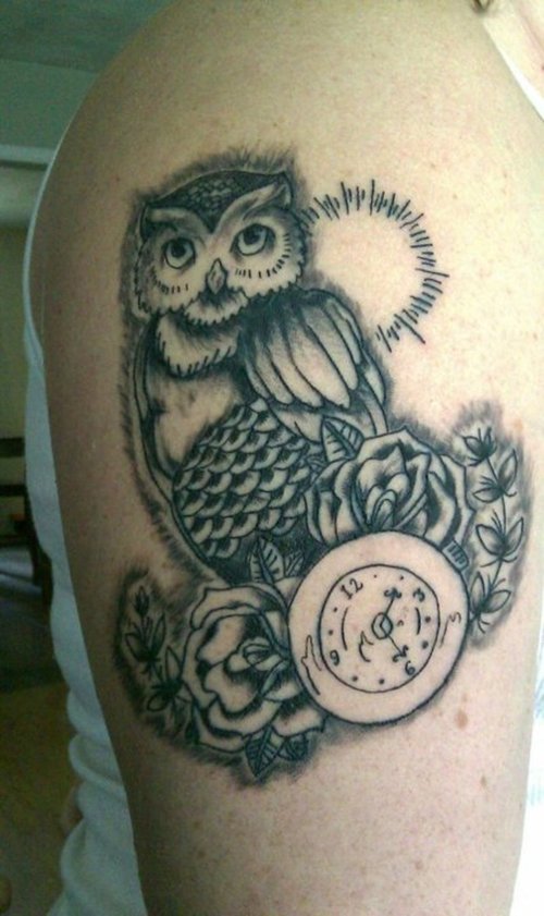 owl tattoo clock