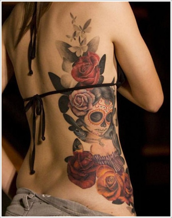  rose back tattoos