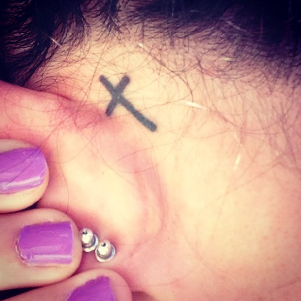  cross tattoos behind the ear
